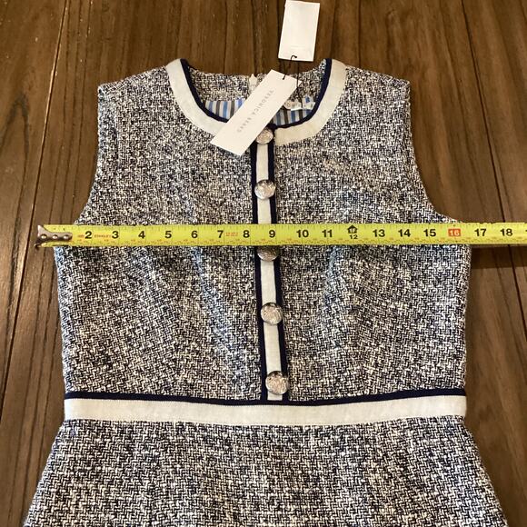 Veronica Beard Julie Tweed boucle A-Line Mini dress blue sleeveless knit 2 - Picture 6 of 10